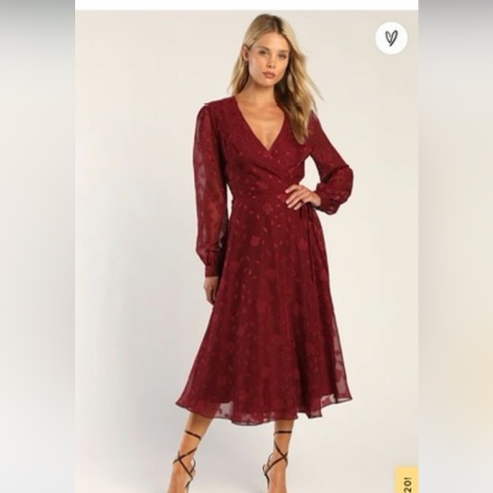 Lulus wrap front burgandy dress